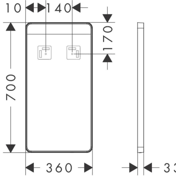 Hot Xarita Lite Q spejl med lys, sensor, 36x70 cm, hvid Spejle Med Lys