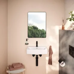 New Xarita Lite Q spejl med lys, sensor, 50x70 cm, sort Spejle Med Lys