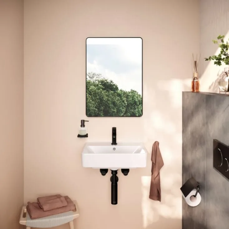 New Xarita Lite Q spejl med lys, sensor, 50x70 cm, sort Spejle Med Lys