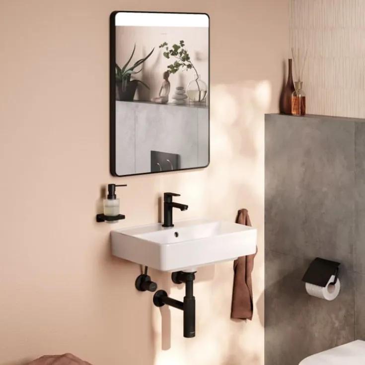 New Xarita Lite Q spejl med lys, sensor, 50x70 cm, sort Spejle Med Lys