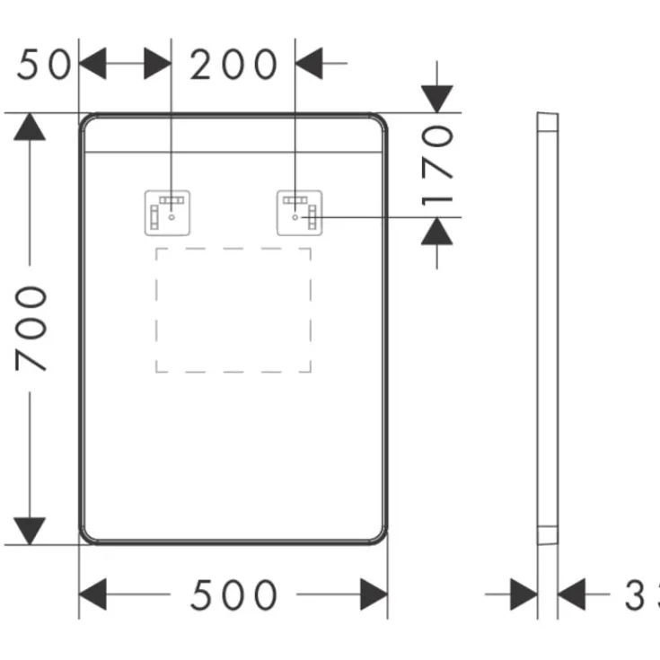 New Xarita Lite Q spejl med lys, sensor, 50x70 cm, sort Spejle Med Lys