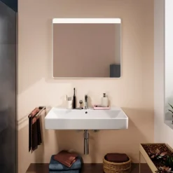 Clearance Xarita Lite Q spejl med lys, sensor, 80x70 cm, hvid Spejle Med Lys