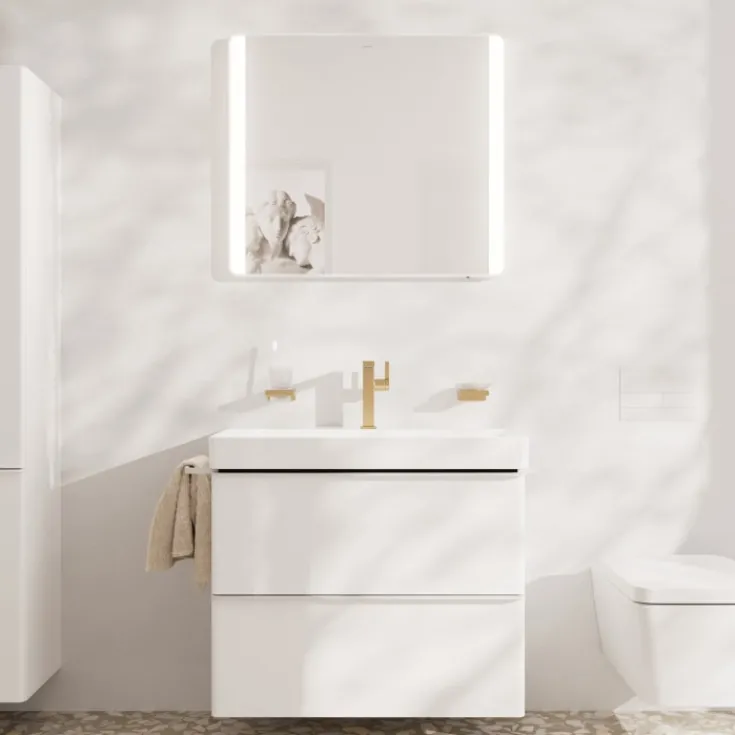 Clearance Xarita Lite Q spejl med lys, sensor, 80x70 cm, hvid Spejle Med Lys