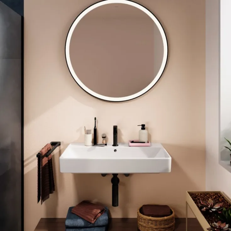 Clearance Xarita Lite S spejl med lys, sensor, Ø90 cm, sort Spejle Med Lys