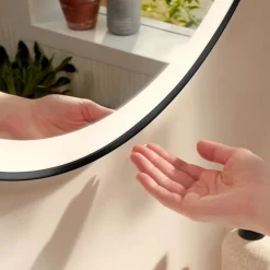 Clearance Xarita Lite S spejl med lys, sensor, Ø90 cm, sort Spejle Med Lys