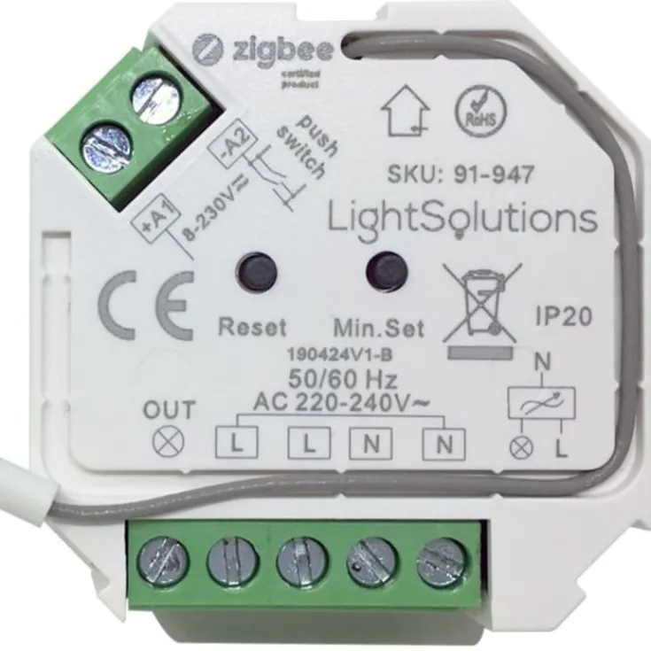 Mini ZigBee Triac lysdæmper, 200W Lysdæmpere