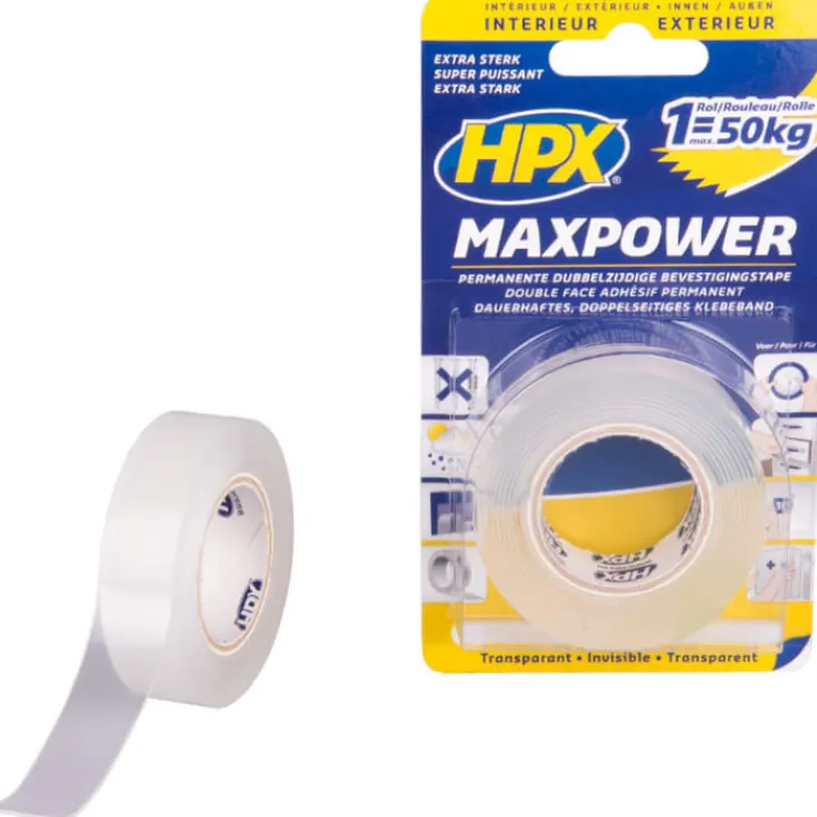 Online HPX klar dobbeltklæbende tape, 19mm x 2 m Tape