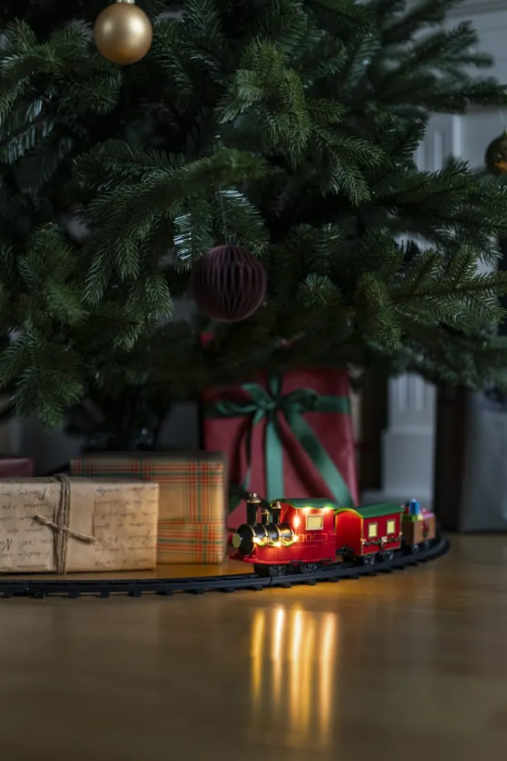 Discount juletog med skinner til juletræ Julepynt Med Lys