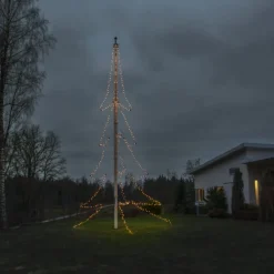 New lyskæde til flagstang, 408 ravfarvede lys, 9 meter Udendørs Julelys
