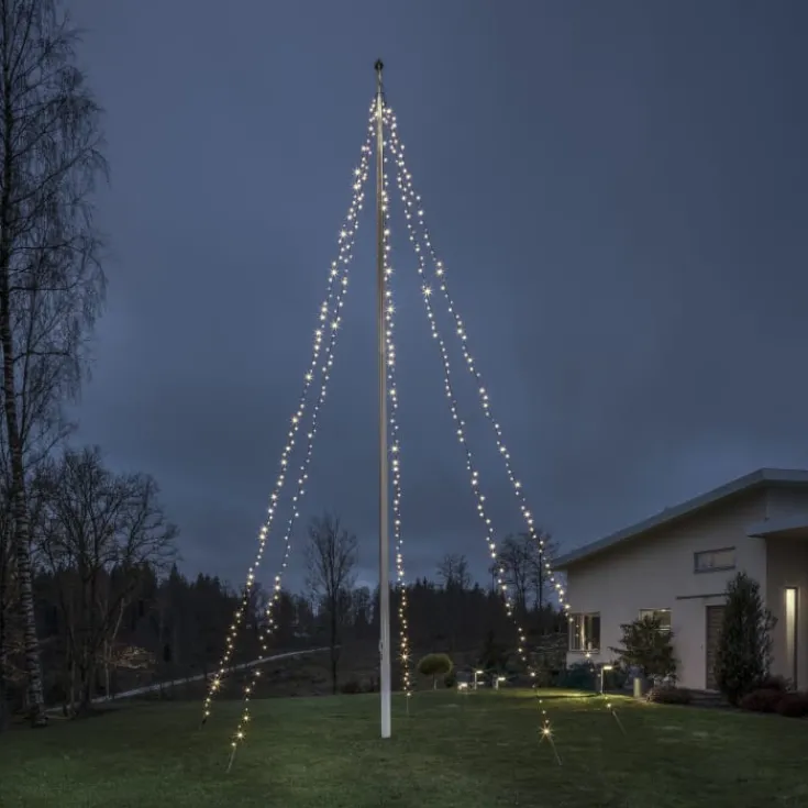 New lyskæde til flagstang, 500 varm hvide lys, 11 meter Tilbud|Udendørs Julelys
