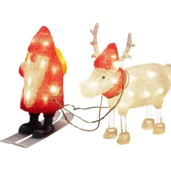 Hot nisse med rensdyr Julepynt Med Lys