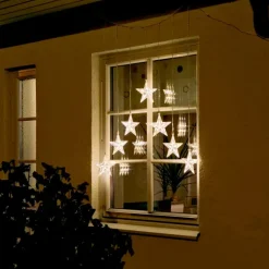 Outlet udendørs lysgardin, 7 varm hvide lys, stjerner Udendørs Julelys