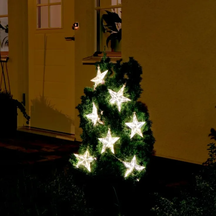 Outlet udendørs lysgardin, 7 varm hvide lys, stjerner Udendørs Julelys