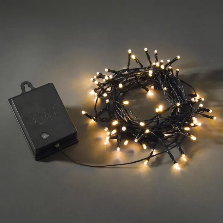 Clearance udendørs lyskæde, batteri, 80 ravfarvede lys, 7,9 meter Tilbud|Udendørs Julelys