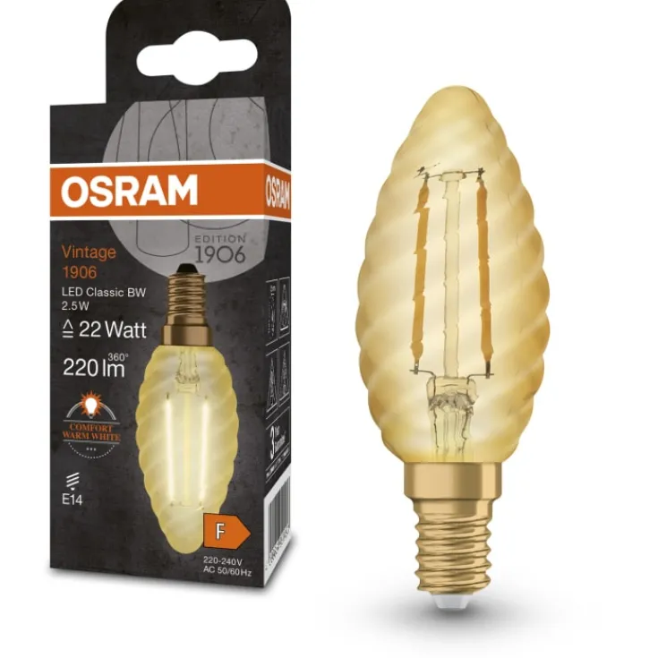Vintage 1906 E14 kertepære, 2400K, Led Pærer