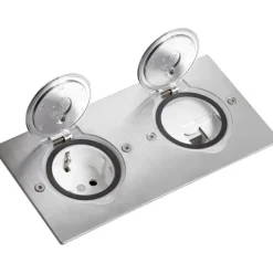 Sale gulvstikkontakt, 2x2 modul, stål Stikkontakter