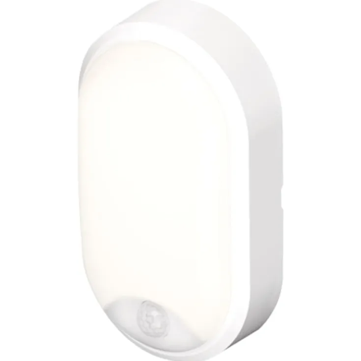 Pylus Oval udendørs væglampe med sensor, hvid Udendørs Væglamper