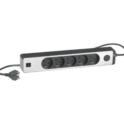 New LK Fuga Design stikdåse 5 udtag, m/ledning + 2 USB, Stikdåser