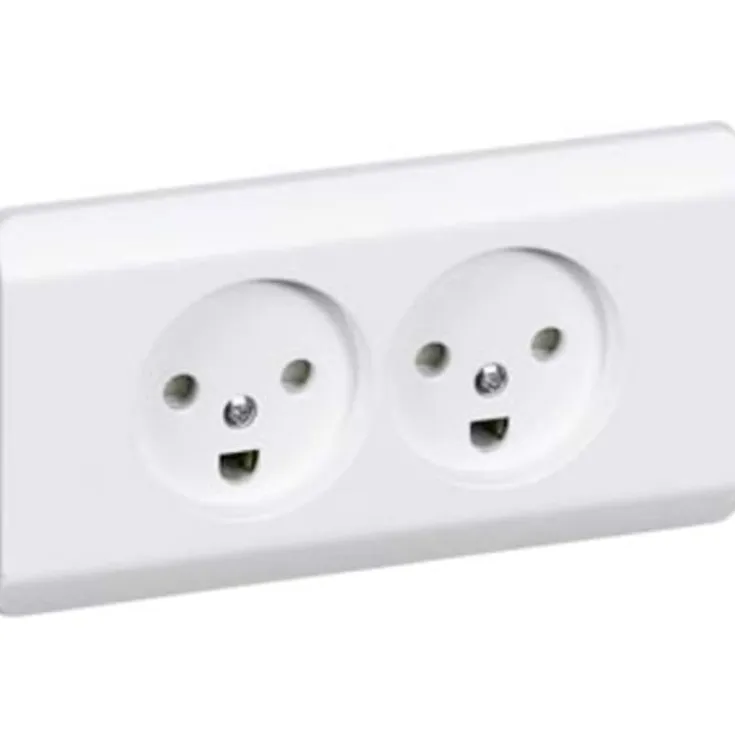 Sale LK Opus 66 dobbelt stikkontakt m/jord planforsænket, Stikkontakter|Opus 66 Stikkontakter