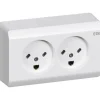 New LK Opus 66 dobbelt udvendig EDB stikkontakt, 2 modul, hvid Stikkontakter