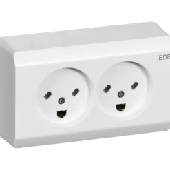 New LK Opus 66 dobbelt udvendig EDB stikkontakt, 2 modul, hvid Stikkontakter