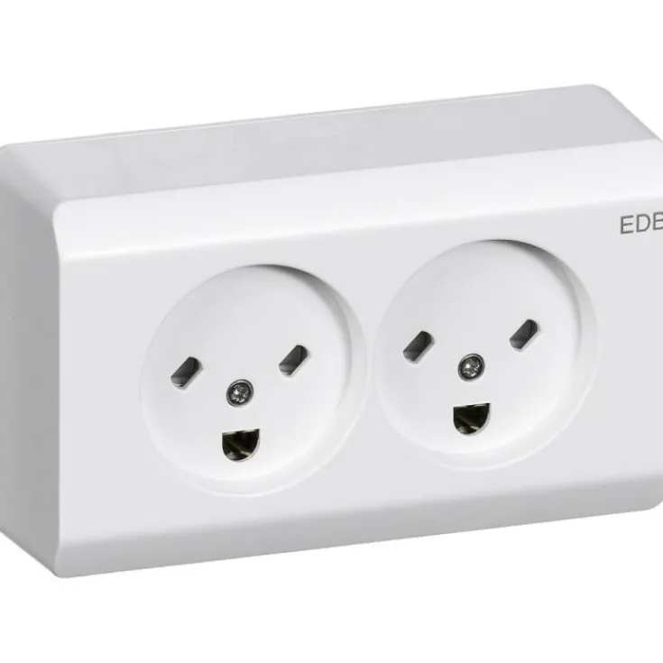 New LK Opus 66 dobbelt udvendig EDB stikkontakt, 2 modul, hvid Stikkontakter