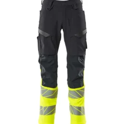 Clearance Accelerate Safe arbejdsbukser med stretch, marineblå/hi-vis gul, str. Bukser & Shorts