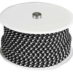 New 25 meter stofledning, sort & hvid zig zag Stofledninger