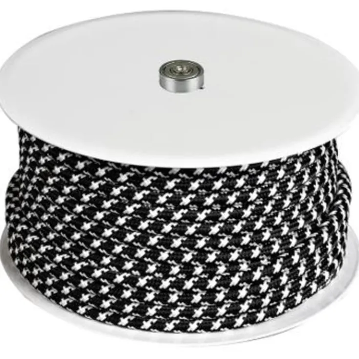 New 25 meter stofledning, sort & hvid zig zag Stofledninger
