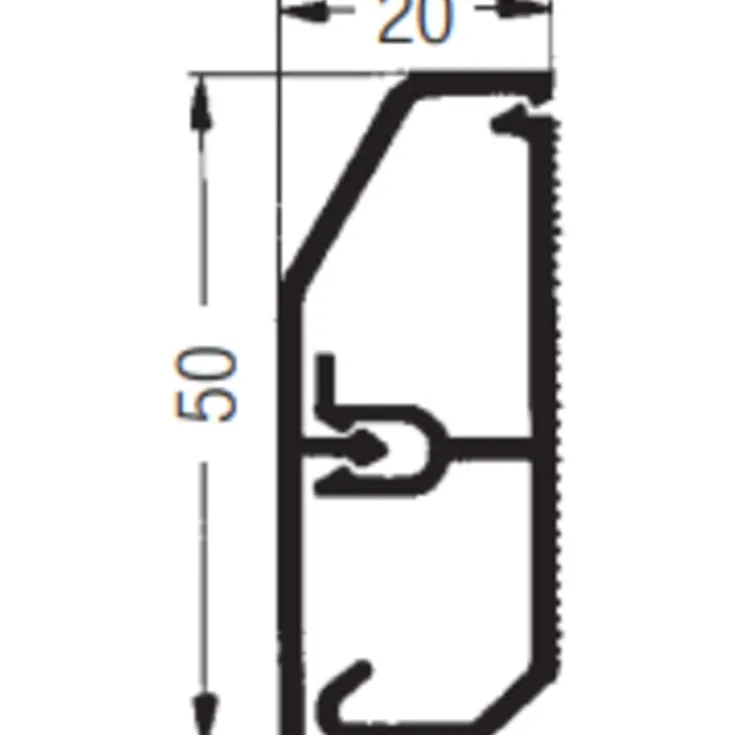 Online 2 meter fodpanel, SL 20/50 mm, hvid Kabelkanaler