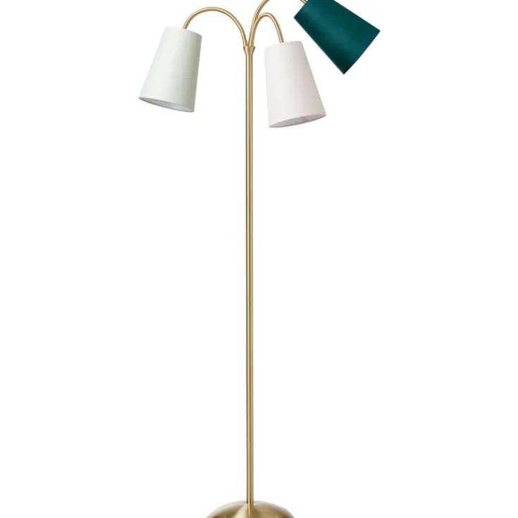 Clearance Salsa gulvlampe, guld med støvgrøn, off white & flaskegrøn skærm Gulvlamper