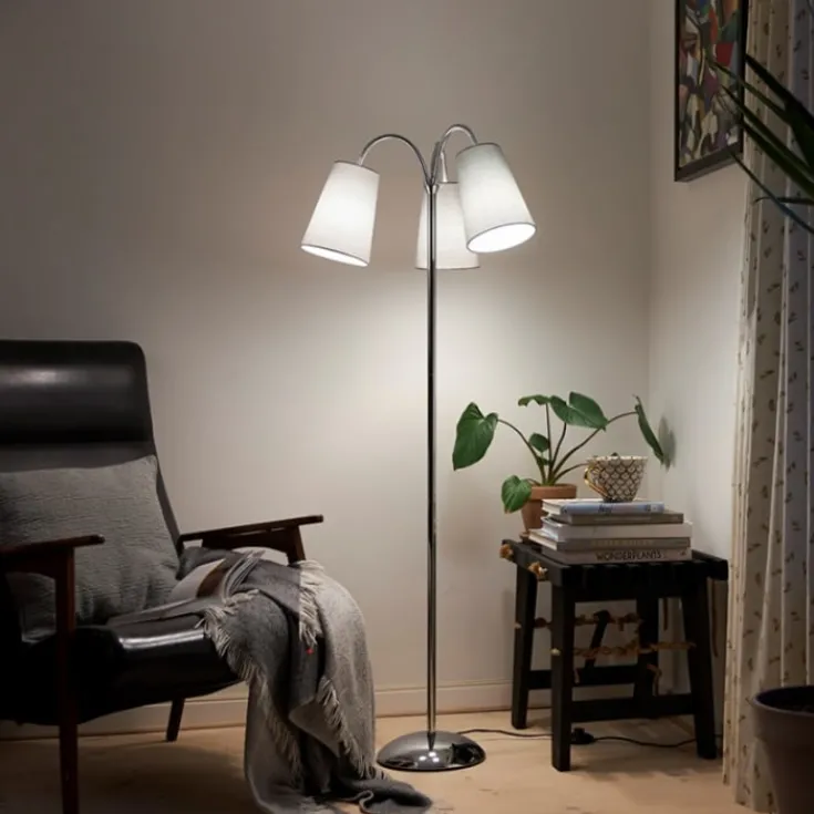 Salsa gulvlampe, krom med skærme Gulvlamper