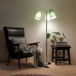 New Salsa gulvlampe, krom med grøn nuancer skærme Nielsen Light|Gulvlamper