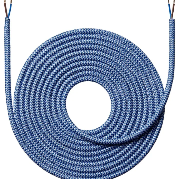 New stofledning, 2x0,75 mm², 4 meter, zigzag mørkeblå Stofledninger|Nielsen Light