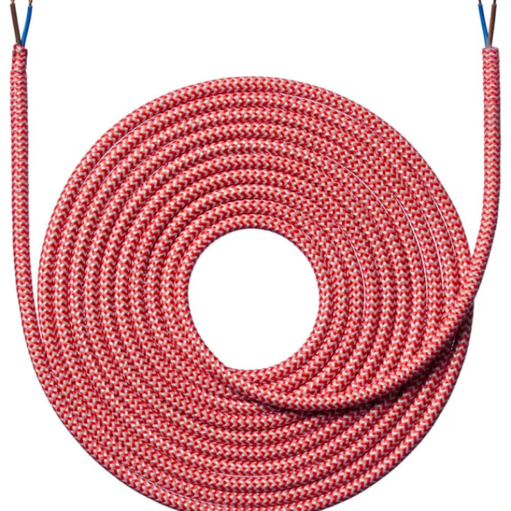 Online stofledning, 2x0,75 mm², 4 meter, zigzag rød Stofledninger|Nielsen Light