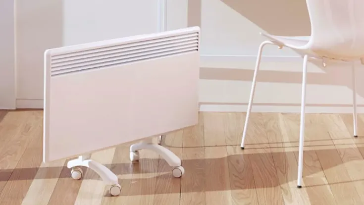Nobø ben med hjul til type 20 el-radiator, hvid Elradiatorer