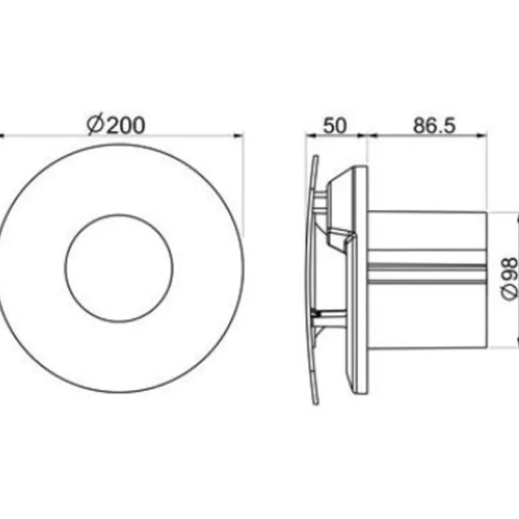 New NHTR badventilator, fugtstyring, timer, Ø100 mm, hvid Badeværelsesventilatorer