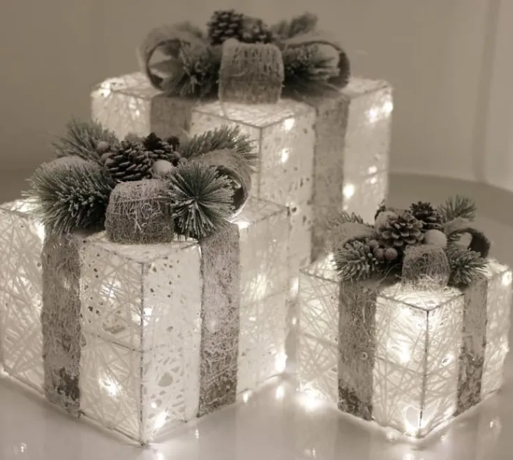 Sale julegaver med lys 3 stk, Julepynt Med Lys