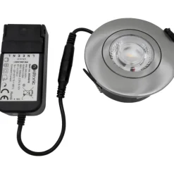 Clearance Low Profile Flexible indbygningsspot, driver, Ø7,5 cm, børstet alu, Nordtronic