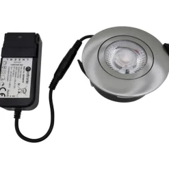 Clearance Low Profile Flexible indbygningsspot, driver, Ø8,3 cm, børstet alu, Indbygningsspots|Nordtronic