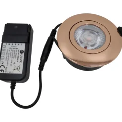 Low Profile Flexible indbygningsspot, driver, Ø8,3 cm, kobber, Nordtronic