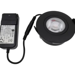 Clearance Low Profile Flexible indbygningsspot, driver, Ø8,3 cm, sort, Nordtronic
