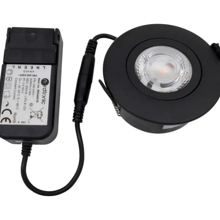 Discount Low Profile Flexible udendørs indbygningsspot, driver, Ø7,5 cm, sort, Indbygningsspots|Nordtronic
