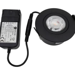 Clearance Low Profile Flexible udendørs indbygningsspot, driver, Ø7,5 cm, sort, Nordtronic