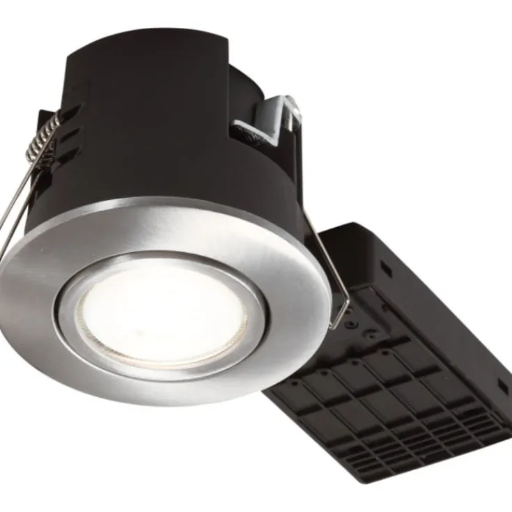 Online Nordtronic Uni Install spotlampe med Philips GU10 pære, 3,9W, børstet alu, Indbygningsspots
