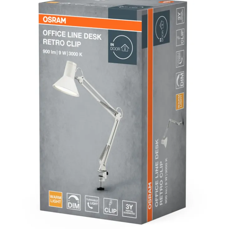 Outlet Retro Clip klemmelampe, hvid Klemmelamper
