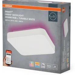 Smart+ Wifi Backlight plafond, farveskift + hvid, 35x35 cm, hvid Indendørs Belysning