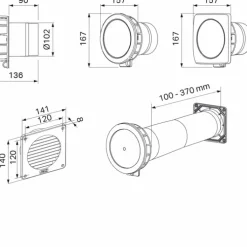 Discount friskluftsventil, Ø100 mm Ventiler