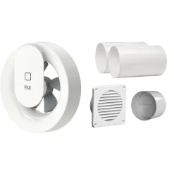 Online komplet ventilationspakke, Ø100mm, hvid Badeværelsesventilatorer