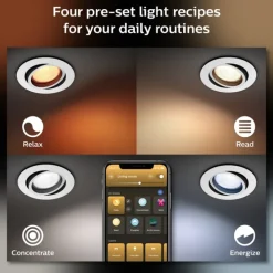 Outlet Centura indbygningsspot, hvid, Philips Hue|Philips Hue